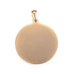 Golden Ion Plating(IP) 304 Stainless Steel Pendants, Stamping Blank Tag, Flat Round, Golden, 33x30x1mm, Hole: 7x3mm