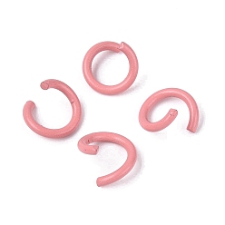 Flamant Anneaux ouverts en fer peint à la bombe, flamant, Jauge 18, 8.5x1mm, diamètre intérieur: 5.5 mm, environ5050 pcs / 1000 g