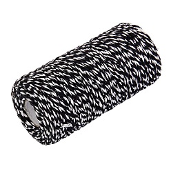 Black Cotton String Threads, for DIY Crafts, Gift Wrapping and Jewelry Making, Black, 2mm, about 109.36 Yards(100m)/Roll