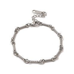 Stainless Steel Color 304 Stainless Steel Twist Bar Link Bracelet for Women, Stainless Steel Color, 6-3/8 inch(16.2cm)