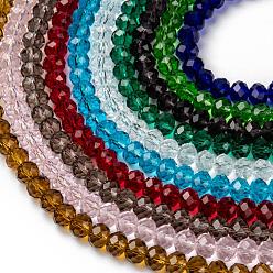 Mixed Color Glass Beads Strands, Faceted, Rondelle, Mixed Color, 8x6mm, Hole: 1mm, 72pcs/strand, 16.14 inch(41cm), 10 colors, 1strand/color