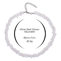 Broken seashell necklace Irregular Shell Collarbone Necklace Set with White Broken Seashell Pendant - European and American Style