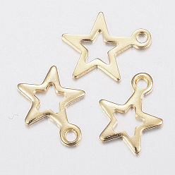 Real 18K Gold Plated 201 Stainless Steel Charms, Star, Golden, 10x8x0.8mm, Hole: 1.2mm