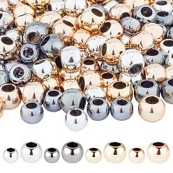 Couleur Mélangete Perles européennes en plastique ccb, Perles avec un grand trou   , ronde, couleur mixte, 10~12x8~9mm, trou: 5~6 mm, 240 / boîte