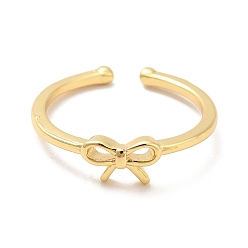 Real 18K Gold Plated Brass Bowknot Open Cuff Ring for Women, Cadmium Free & Nickel Free & Lead Free, Real 18K Gold Plated, US Size 6 1/2(16.9mm)