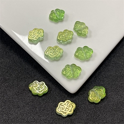 Lime Green Transparent Czech Glass Beads, Auspicious Cloud, Lime Green, 13x9mm