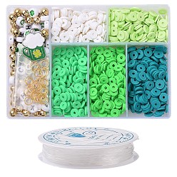 Green DIY Saint Patrick's Day Polymer Clay Beads Bracelet Making kit, Green, 6x1mm, Hole: 2mm