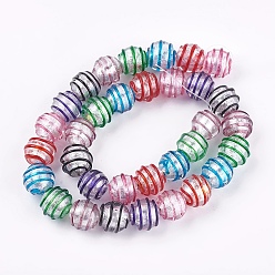 Mixed Color Handmade Silver Foil Glass Lampwork Beads, Round, Mixed Color, 12.5~13x11~12mm, Hole: 1~2mm