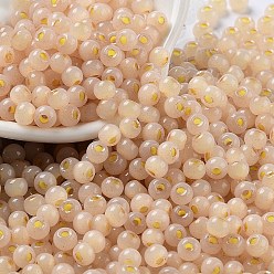 Bisque Glass Seed Beads, Imitation Cat Eye, Rondelle, Bisque, 4x3.3mm, Hole: 1.4mm