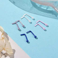 Mixed Color Hypoallergenic Bioceramics Zirconia Ceramic Nose Studs, L-Shaped Nose Rings, Piercing Jewelry for Women, No Fading and Nickel Free, Mixed Color, 9.5x5mm, Head: 2mm
