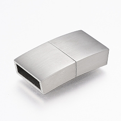 Stainless Steel Color 304 Stainless Steel Magnetic Clasps with Glue-in Ends, Rectangle, Stainless Steel Color, 23x12x5mm, Hole: 3x10mm