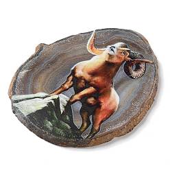 Other Animal Печатный орнамент из кусочков натурального агата, декор для домашнего офиса на удачу, корова, 115~125x110~130x7~8 мм