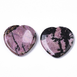 Rhodonite Natural Rhodonite Thumb Worry Stone, Pocket Palm Stones, for Healing Reiki Stress Relief, Heart Shape, 39~40x39~40x5~6mm