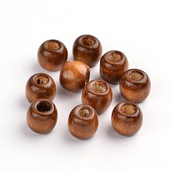 Sienna Natural Wood Beads, Dyed, Lead Free, Rondelle, Sienna, 12x11mm, Hole: 5mm, about 1800pcs/1000g
