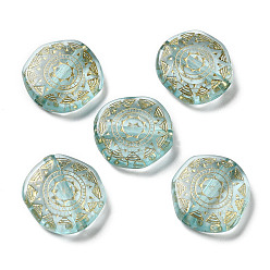 Medium Turquoise Transparent Acrylic Beads, Flat Round, Medium Turquoise, 18x17x5.5mm, Hole: 2mm, about: 440pcs/500g
