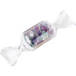 Fluorine Puce de fluorite naturelle brute dans des décorations d'affichage de boîte à bonbons en plastique, ornement en pierre d'énergie reiki, 80mm