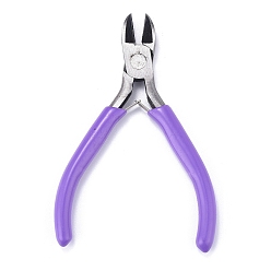 Stainless Steel Color 45# Carbon Steel Jewelry Pliers, Side Cutting Pliers, Side Cutter, Polishing, Lilac, Stainless Steel Color, 10.5x7.8x0.9cm