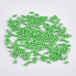 Green Handmade Polymer Clay Sprinkle Beads, Fake Food Craft, No Hole, Column, Green, 2~6x1.5mm