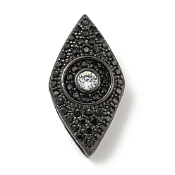 Черный Цвет Металла Латунь микропаве черный кубический цирконий, глаз, металлический черный , 21x11x5 мм, отверстие : 1.2 мм