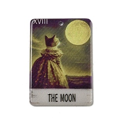 Moon Acrylic Pendants, Rectangle with  Tarot, Moon, 38.5x27x2mm, Hole: 1.8mm