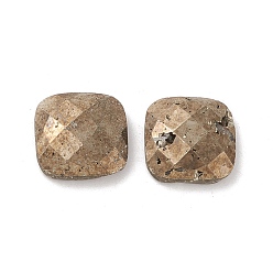 Pyrite Natural Pyrite Cabochons, Faceted, Square, 12x12x4~4.5mm