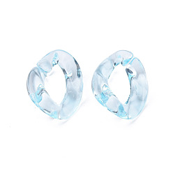 Light Sky Blue Transparent Acrylic Linking Rings, Quick Link Connectors, for Cable Chains Making, Twisted Oval, Light Sky Blue, 23.5x16.5x4.5mm, Inner Diameter: 6.5x13mm, about 666pcs/500g