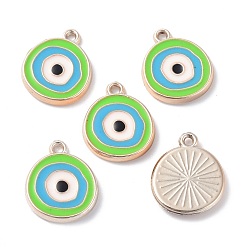 Лайм Ccb пластиковые эмалевые подвески, плоские круглые с сглаза, желто-зеленые, 17.5~18x15x2.5 мм, отверстие : 1.5 мм