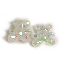 Colorful Luminous UV Plating Acrylic Beads, Iridescent, Glow in the Dark, Bear, Colorful, 27x26x13.8mm, Hole: 3mm, about 10pcs/bag