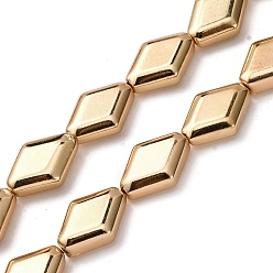 Светло-Золотое Покрытие Стеклянные бусины с гальваническим покрытием , ромб, свет позолоченные, 15x10.5x5 мм, отверстие : 1 мм, около 27 шт / нитка, 15.12'' (38.4 см)