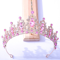 KC gold bright pink diamond crystal model Головной убор в виде свадебной короны со стразами и хрустальными аксессуарами для свадебного платья - элегантный и сверкающий.