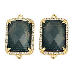 Черный Стойка металлическая латунная микропрофилированная кубическая циркония подвески, cmолой, без свинца и без кадмия, долговечный, реальный 18 k позолоченный, прямоугольные, чёрные, 26x16.5x7 мм, отверстие : 1.4 мм