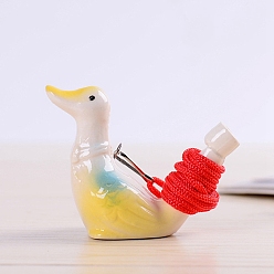 Duck Porcelain Whistles, with Polyester Cord, Whistles Toys for Kids Birthday Gift, Duck Pattern, 72x38x55mm