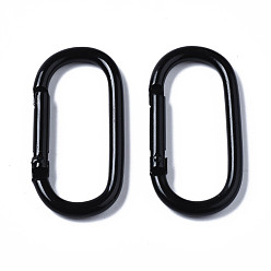 Black Aluminum Spring Gate Ring, Oval, Black, 50x25x4.5mm, Inner Diameter: 42x16mm