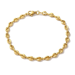 Золотой Ионное покрытие (IP) 304 браслеты-цепочки из нержавеющей стали в виде кофейных зерен для женщин и мужчин, золотые, 8-1/4 дюйм (21 см)