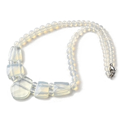 Опал Опаловый граненый бисерный нагрудник градуированные ожерелья для женщин, из нержавеющей стали застежками омаров, цвет нержавеющей стали, 19.09 дюйм (48.5 см)