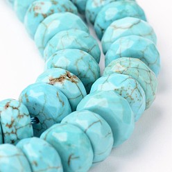 Howlite Natural Magnesite Beads Strands, Dyed & Heated, Faceted, Rondelle, 8x4~5mm, Hole: 1mm, about 89pcs/strand, 14.9 inch