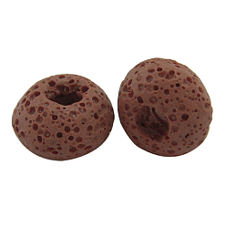 Rouge Indien Perles européennes de pierres précieuses de pierre de lave, Perles avec un grand trou   , pas de noyau métallique, rondelle, rouge indien, 15~16.5x9~10mm, Trou: 5mm