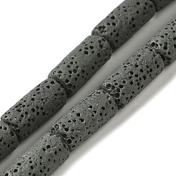 Gray Natural Lava Rock Beads Strands, Column, Dyed, Gray, 14x7mm, Hole: 1.5mm, about 28pcs/strand, 15.55''(39.5~40cm)