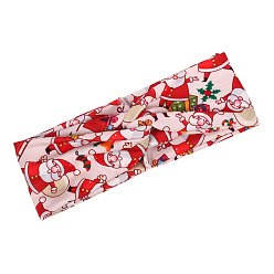 Pale pink Christmas Hair Accessories with Santa Claus, Bell and Reindeer Print - Festive Headbands for Women