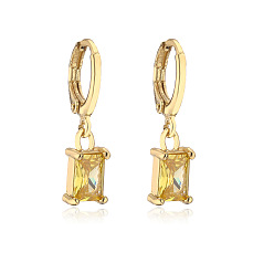 42211 Geometric Earrings for Women, 18K Gold Plated with Zircon Stones - Luxurious and Elegant Jewelry