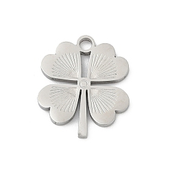 Нержавеющая Сталь Цвет 304 подвески из нержавеющей стали, анти-тускнение, клевер очарование, цвет нержавеющей стали, 16x14x1.5 мм, отверстие : 1.8 мм