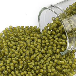 (246FM) Yellow Lined Light Olive Rainbow Matte Тохо 11/0 круглые бусины, японский бисер, (246 fm) желтая подкладка светло-оливковая радужная матовая, 11/0, 2.2 мм, отверстие : 0.8 мм, Около 1110 шт / 10 г