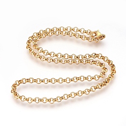Golden 304 Stainless Steel Rolo Chain Necklaces, with Lobster Claw Clasps, Golden, 4mm, 16.3 inch(41.5cm), 4mm