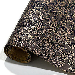 Coffee Embossed Dragon Pattern Self-adhesive Imitation Leather Fabric, for DIY Leather Crafts, Bags Making Accessories, Coffee, 50x140cm