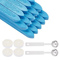 Темно-Голубой Diy наборы штампов с восковой печатью, сургучные палочки, без фитилей, с ложкой из нержавеющей стали, свеча, глубокое синее небо, 90x11x11 мм