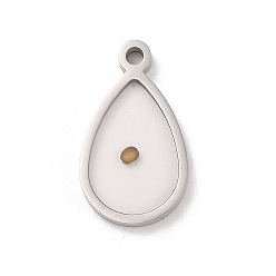 Stainless Steel Color 304 Stainless Steel Pendants, Teardrop Charm, Stainless Steel Color, 21.5x12.5x2.5mm, Hole: 1.8mm