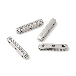 Платина Латунные микропаве прозрачные кубические циркониевые распорки, 3-луночное, прямоугольные, платина, 12x2.5x2 мм, отверстие : 0.8 мм