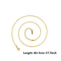 Настоящее золото 18K 2.2мм 304 ожерелья из шариковой цепи из нержавеющей стали, реальный 18 k позолоченный, 15.75 дюйм (40 см)