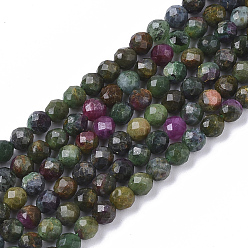 Ruby in Zoisite Natural Ruby Zoisite Beads Strands, Faceted, Round, 3mm, Hole: 0.4mm, about 133pcs/strand, 15.16 inch(38.5cm)