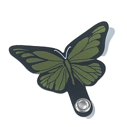 Dark Olive Green Butterfly PVC Mobile Phone Lanyard Patch, Phone Strap Connector Replacement Part Tether Tab for Cell Phone Safety, Dark Olive Green, 6x3.6cm